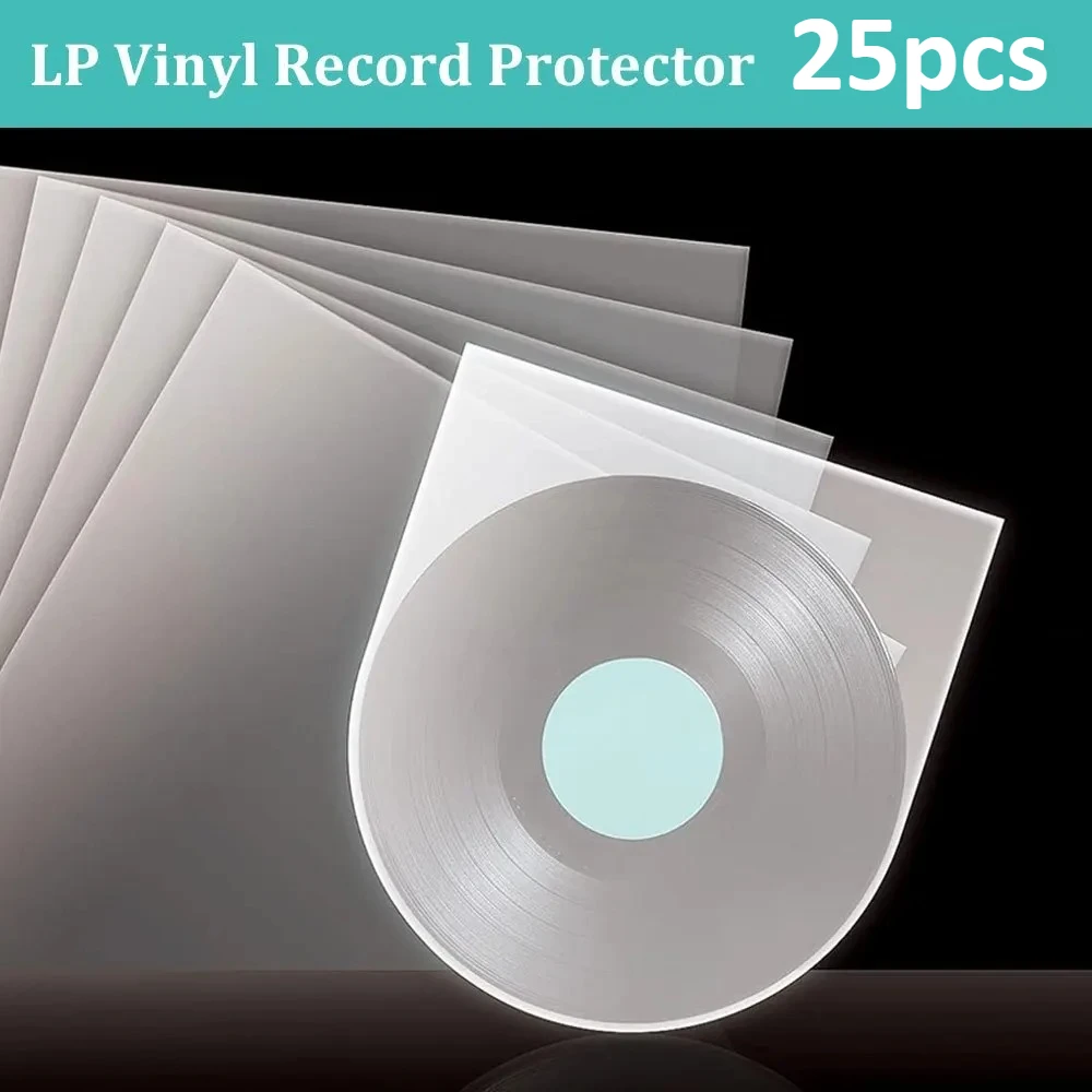 25pcs Vinyl Record Sleeves – Anti-Static Round Bottom Protective Covers for 5-12 Inch LPs, Dustproof Storage Bags, Packaging
