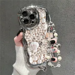 Pearly Shells Phone Case For iPhone 14 Pro Max 15 11 12 13 XR 8 7 Plus X XS SE 2020 2022 Soft Silicone Cover