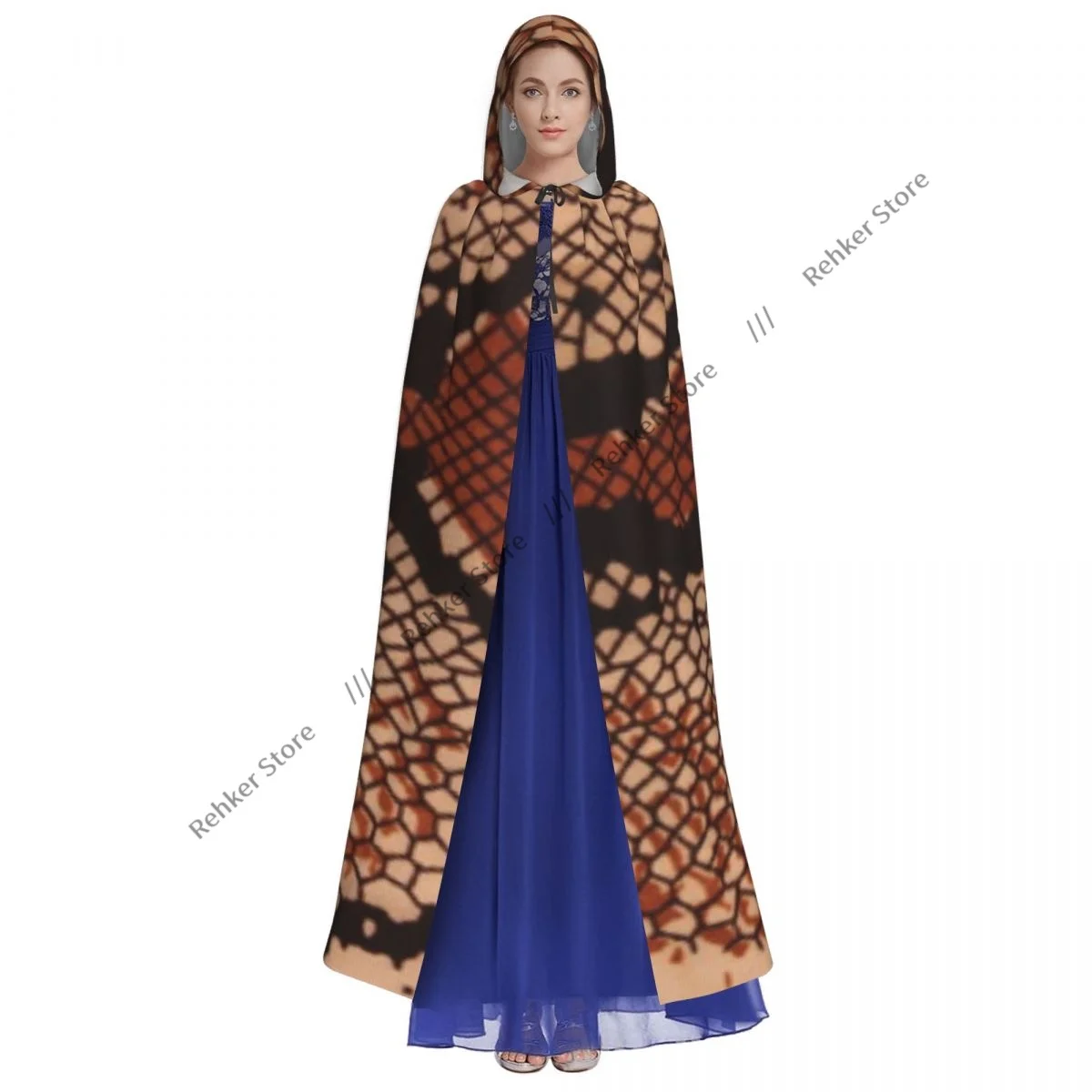 Adult Halloween Snake Skin Of Python Cloak Cape Hooded Medieval Costume Full Length Dress Coat