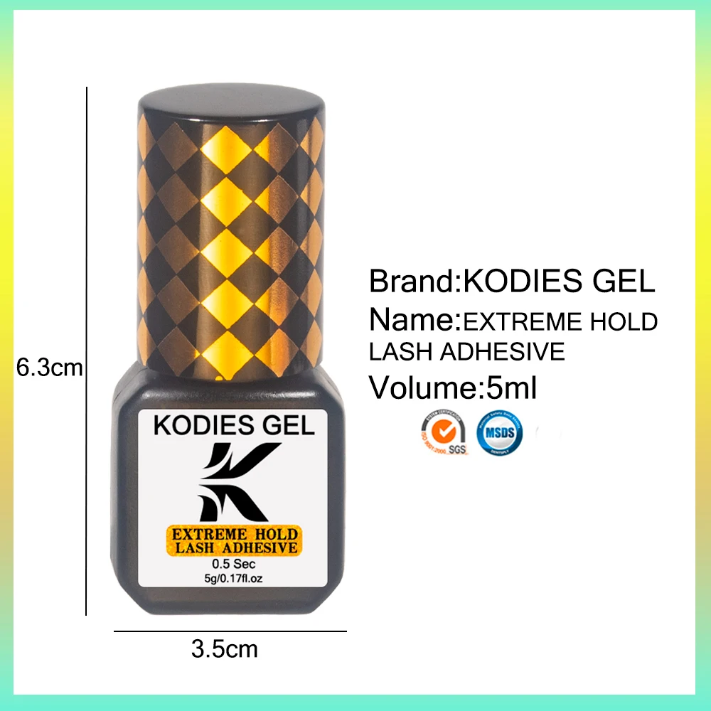 KODIES GEL Extreme Hold Eyelash Glue Professional Lash Glue Extensions Supplies 0.5 Sec Black 8-9 Week Retention Adhesive Bonder