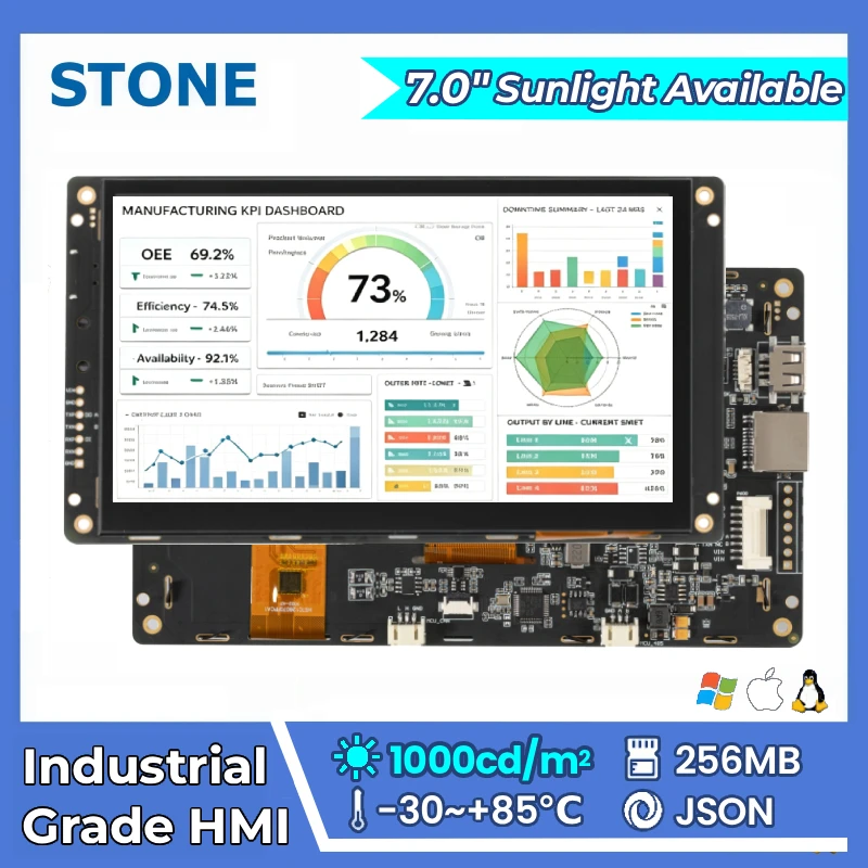STONE A 7.0 inch HMI TFT LCD Display Panel with Resistive Touch Screen RS232/RS422/RS485/TTL 800*480 for Arduino esp32