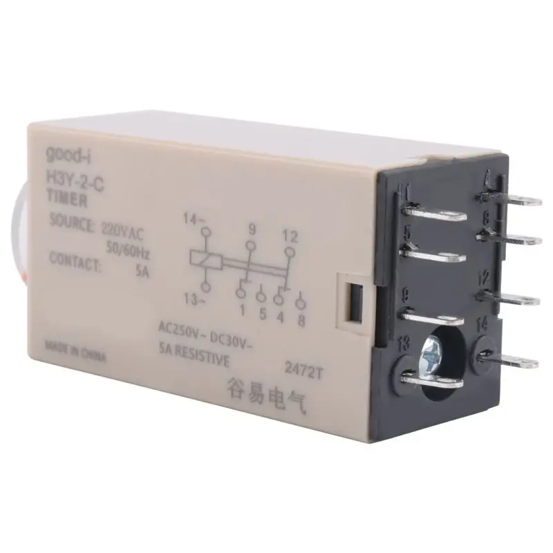 AB11-10S Delay Timer Time Relay H3Y-2 AC 220V 8 PIN Adjusting Knob Control Timing Relay For Household Electrical Systems