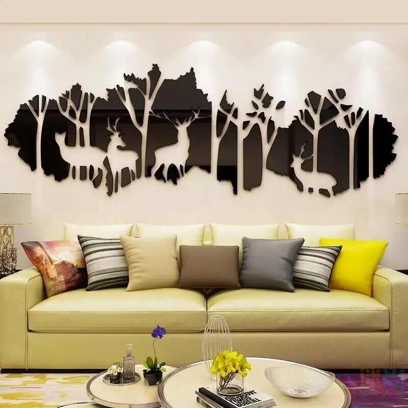 Scandinavian forest deer 3D acrylic wall stickers living room bedroom bedside background wall decorations