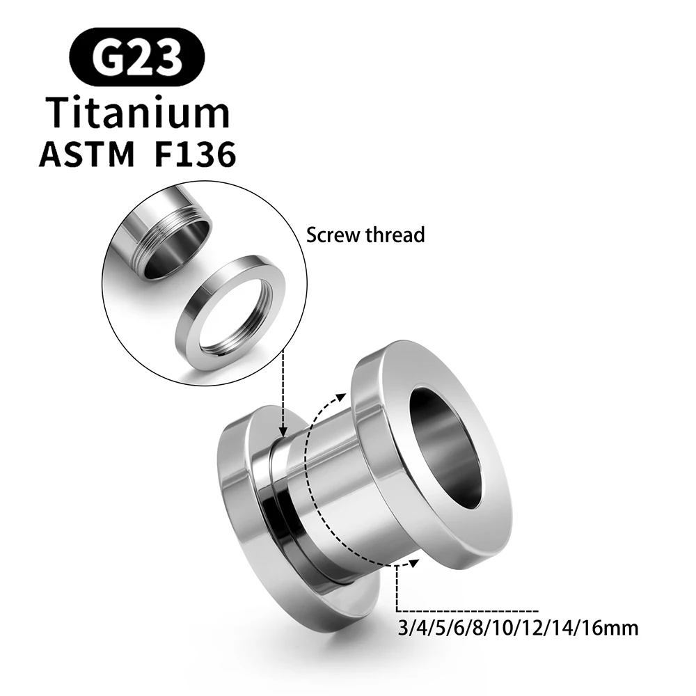 G23 Titan Schraube Fit Doppel Flare Ohr Flesh Tunnel Ohrring Plug Expander Keil Piercing Körper Schmuck Earlet Messgeräte – Detail 3