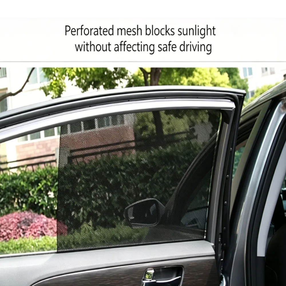 

Car Window Sunshade Stickers 2Pcs, PVC Static Mesh Film, No Residue, Safe for Glass/Tint, UV Block, Easy to Apply & Remove