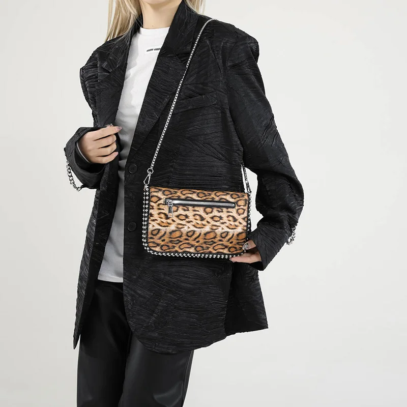 ليوبارد طباعة المرأة الوجه حقيبة كروسبودي سلسلة الموضة الهاتف المحمول محفظة السفر عطلة الكتف حقيبة ساعي كيس أنثى رئيسية