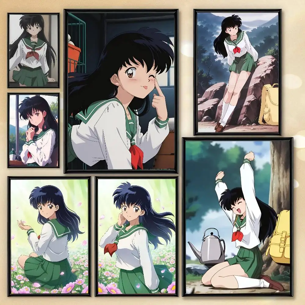 1 Stück Kagome Higurashi Poster-Aufkleber Druck Wasserdichte Wandkunst für Wohnzimmer Schlafzimmer Heimdekoration