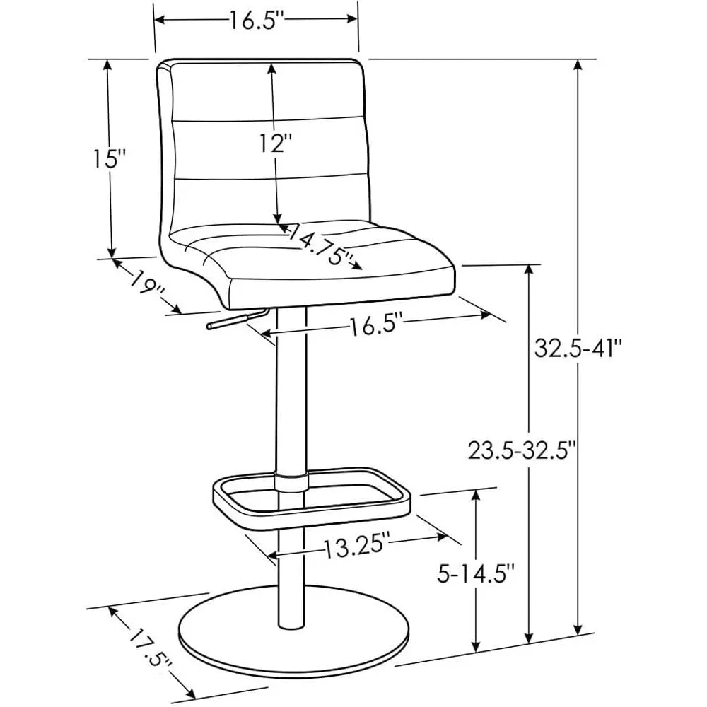 Modern Adjustable Height White Lush Bar Stool with Brushed Round Flat Base