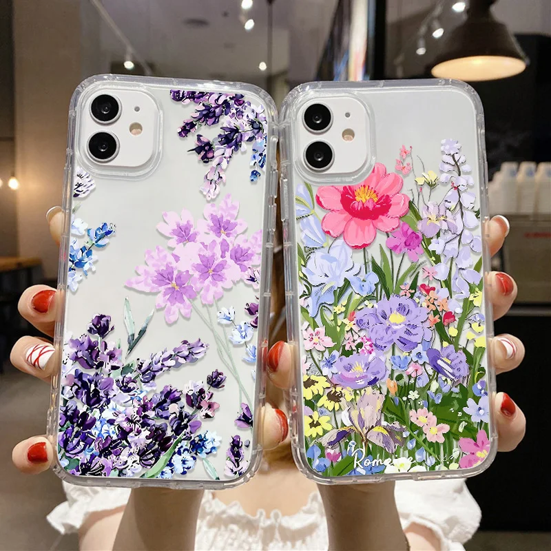 Case For Samsung Galaxy S26 Ultra S25 S24 Plus S23 S22 Case A18 A08 A17 A07 A57 A56 A55 A37 A36 Clear Bright Flowers Phone Cover