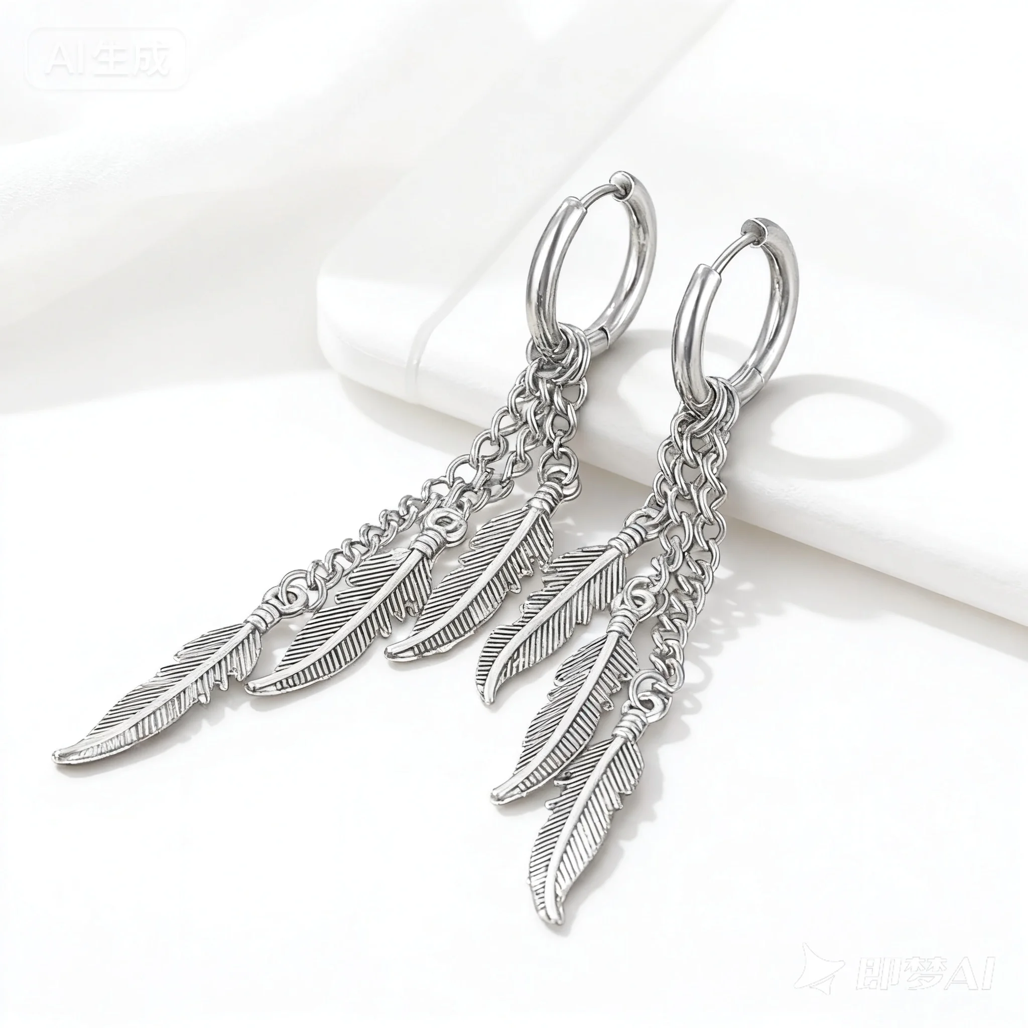 1-10 زوج خمر ريشة ليف وعاء من الستانليس ستيل الأسود ثقب هوب أقراط للسيدات اليومية العصرية Huggie مجوهرات 2025 جديد Y2K #3