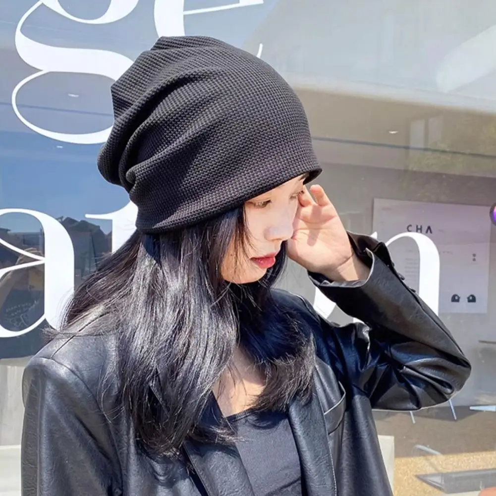 

Spring Autumn Men Women Pile Hat Solid Color Brimless High Elastic Knitting Beanie Hat Fashion Accessories