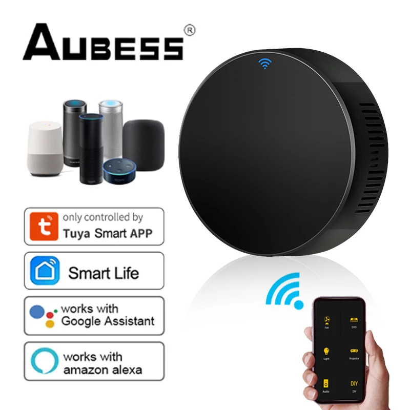 Aubess IR Remote Control Smart Wifi Universal Infrared Tuya For Smart Home Control For TV DVD AUD AC Work With Alexa Google Home