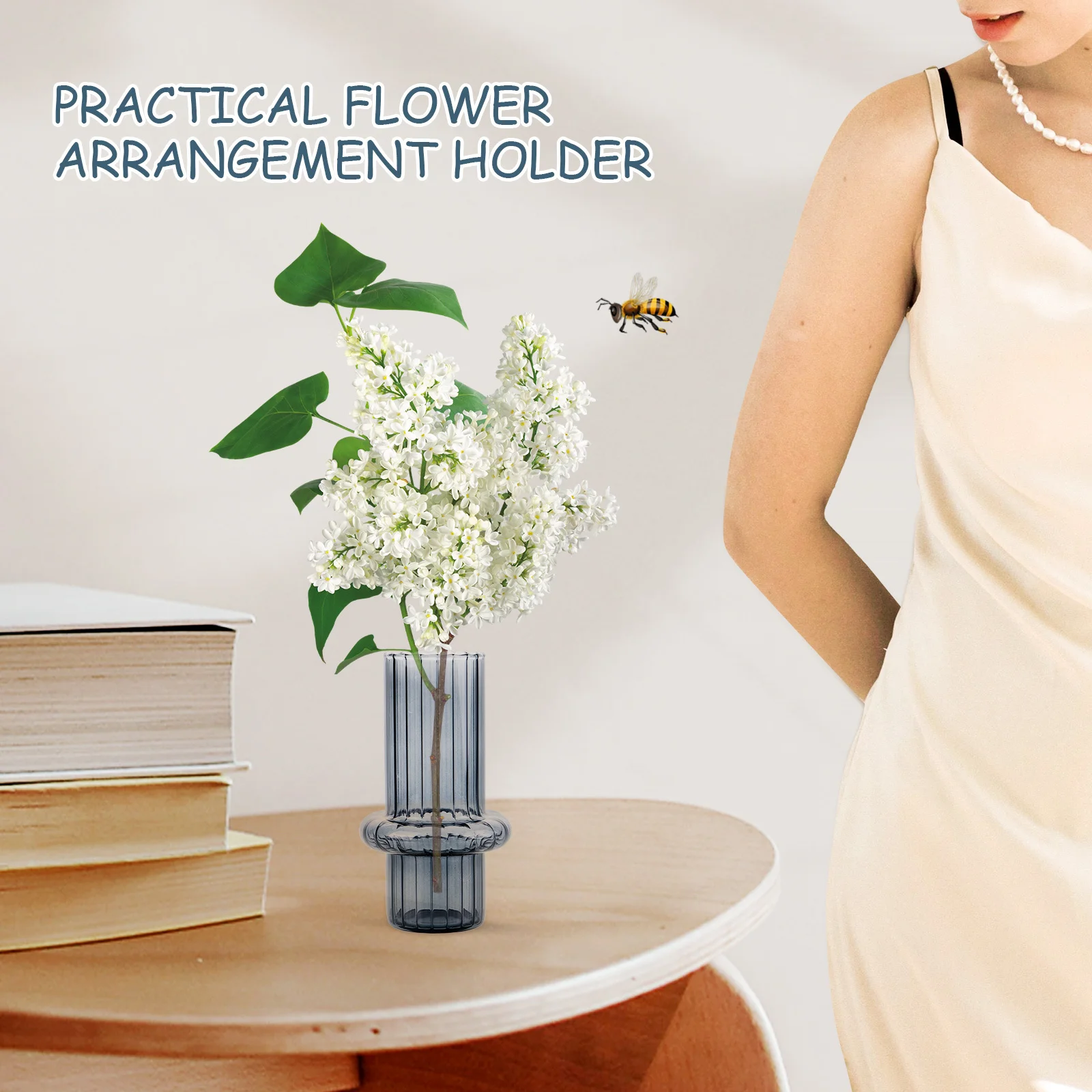 

Glass Bamboo Stem Vase Clear Hydroponic Flower Holder for Home Office Decor Wedding Centerpiece Succulent Plant Display