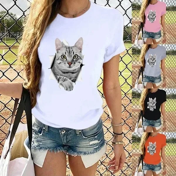 2023 Independent Amazon T-Shirt Women's Short Sleeve Clothing In Stock TEmu Wish Cross-Border E-Commerce Crew Neck Tops