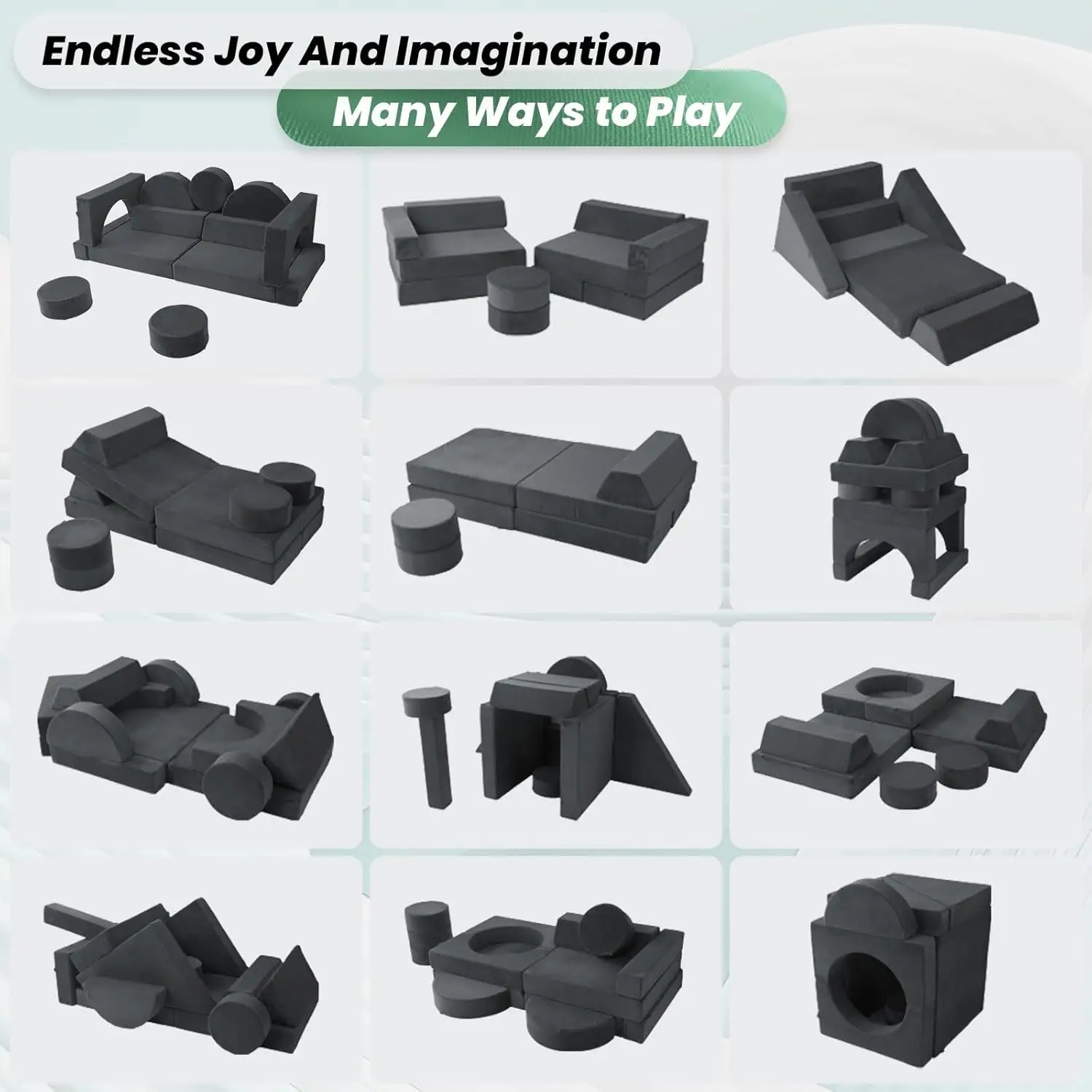 Sofá modular infantil, sofá infantil, sofá secional infantil, sofá infantil versátil para quarto de sala de jogos, conv