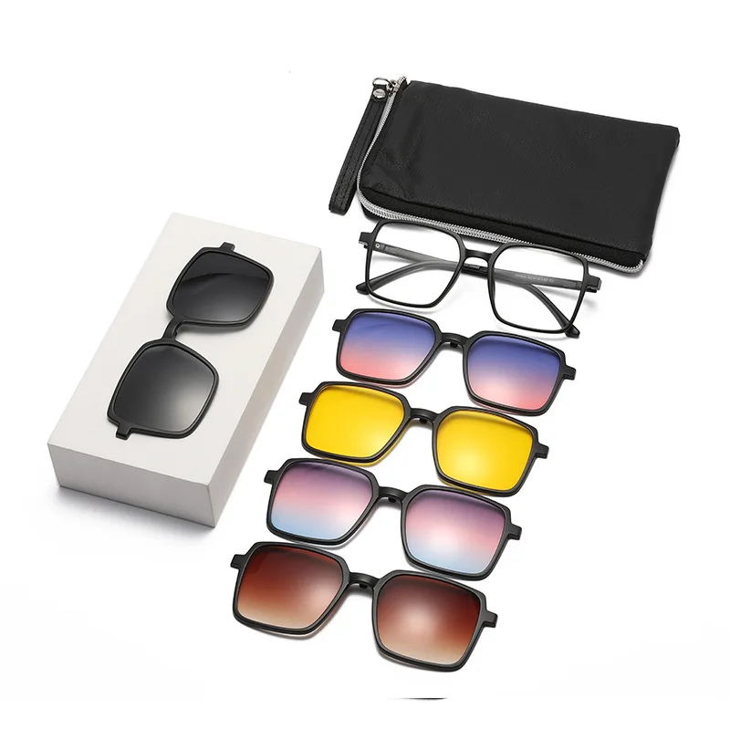 9506Large Frame Square Sleeve Mirror Magnetic Suction Fashion Sunglasses Light Color Female Sun-Resistant Sunglasses PolarizedTR