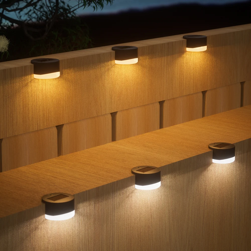 مصابيح حائط مستديرة تعمل بالطاقة الشمسية مع ظلال مصابيح بيضاء حليبية، مناسبة للساحات والأسوار والسلالم. #3