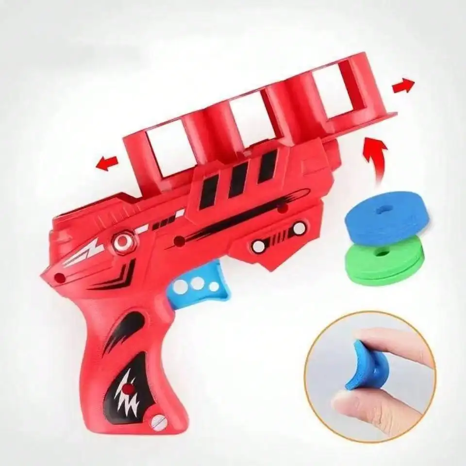 Children Fun Toys Flying Saucer Guns Ejection Flying Disc EVA Soft Bullets Toy Gun Kids Outdoor Games Interactive Sport Toys