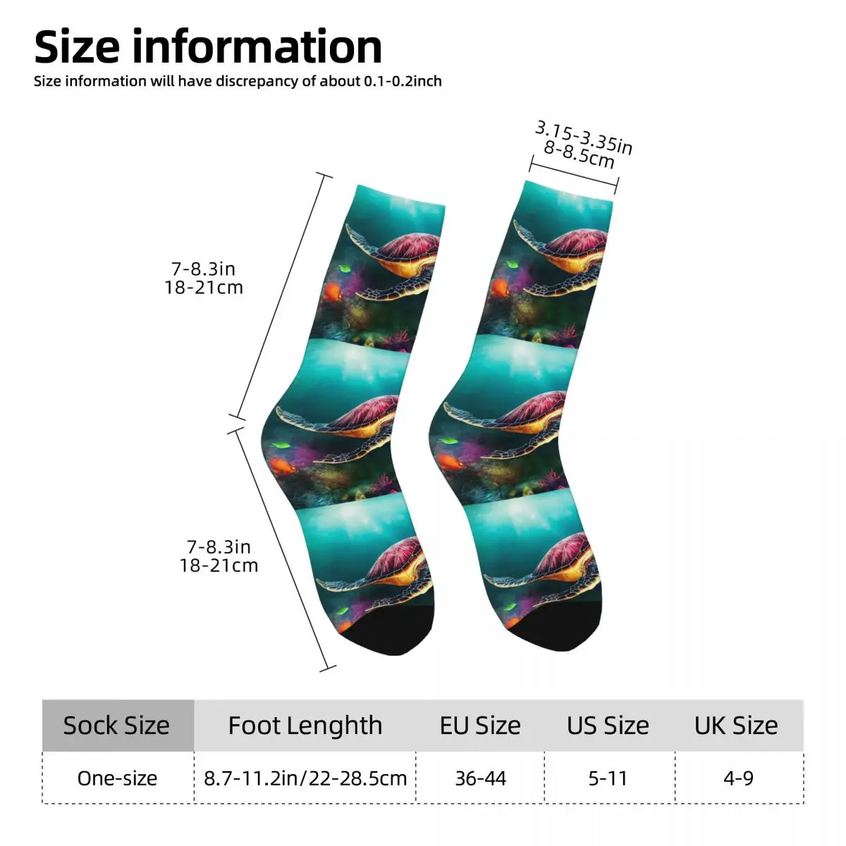 Sea Turtle Jellyfish Sock Printed Man Polyester