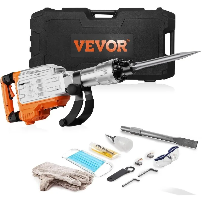 

VEVOR Demolition Jack Hammer, MAX 3500W Jack Hammer Concrete Breaker, 1900 BPM Heavy Duty Electric Jack Hammer, 2pcs Chisel with