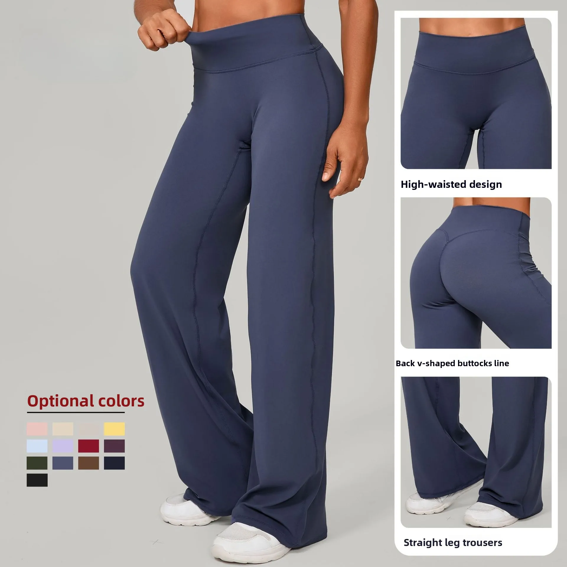 

Straight Leg Sport Trousers Butter Soft - Women's Mid Waist Yoga Pants Naked Feel Lounge Pants for Gym Running Daily Wear