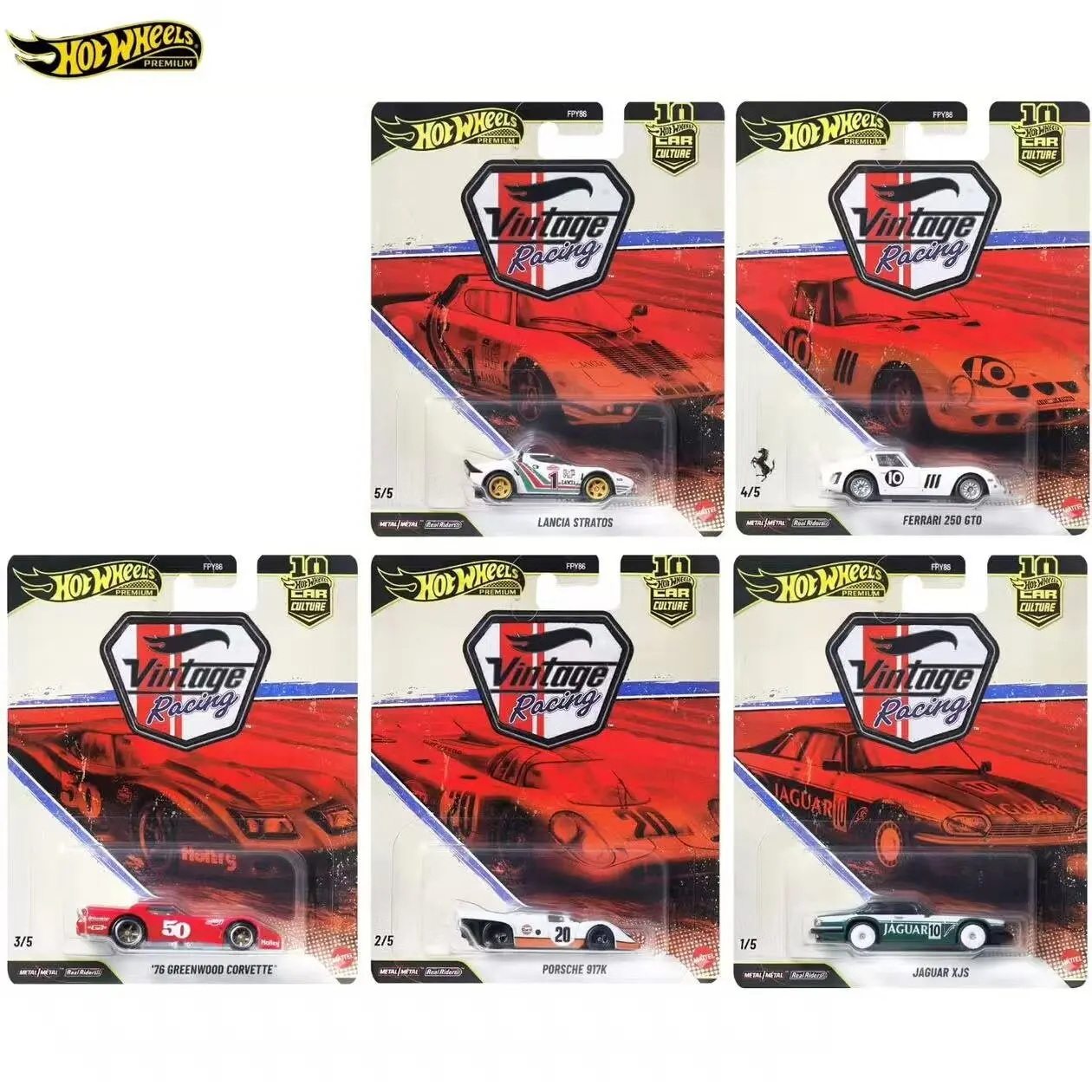 Hot Wheels Car Culture Vintage Racing FERRARI LANCIA STRATOS PORSCHE 1/64 Metal Die-cast Model Toy FPY86