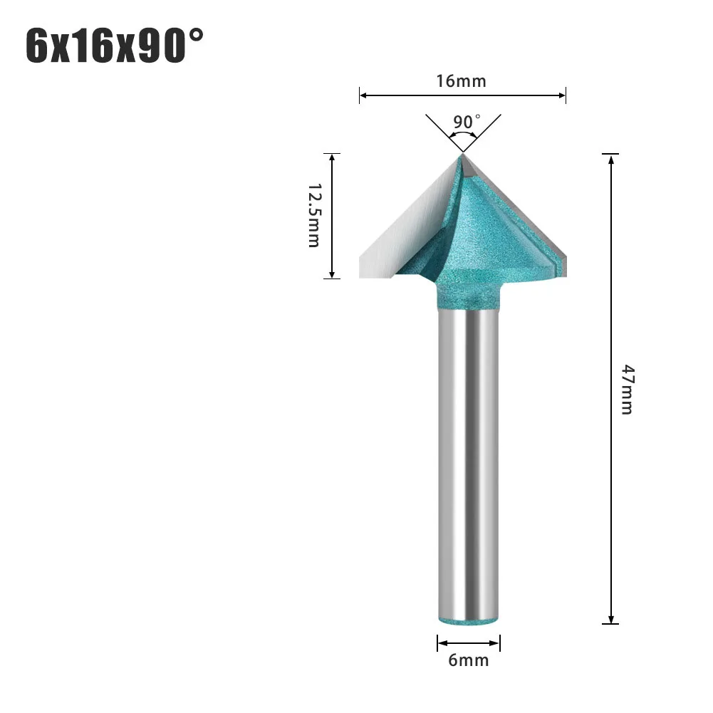 1pc 3D V Type Slotting Cutter Bit Router Bit 90 120 135 150 Degree Woodworking Milling Cutter For Wood Bit Face Mill Tools