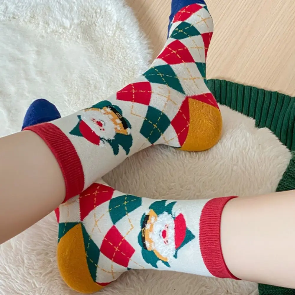 Soft Christmas Tree Christmas Socks Cotton Warm Happy Christmas Socks Middle Tube Socks Crew Socks Santa Claus Socks New Year