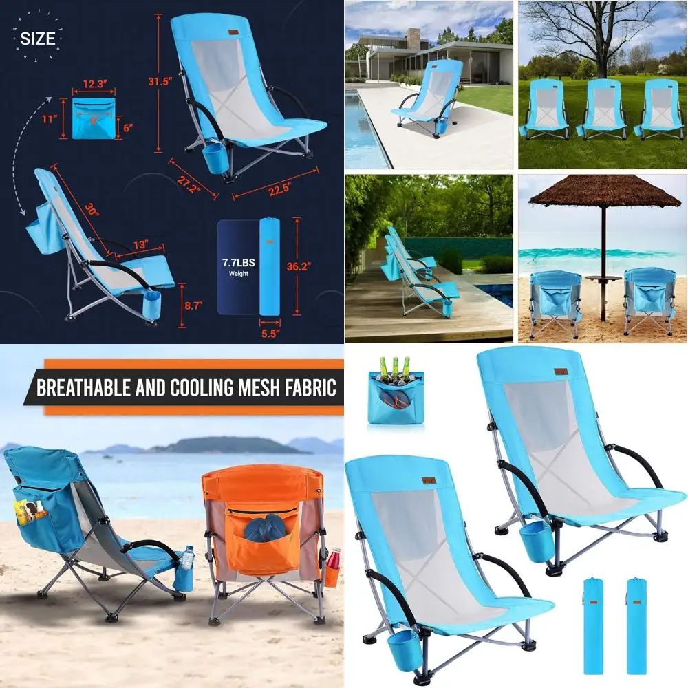 

Compact High-Back Beach Chairs Set with Cooler, Cup Holder, Carry Bag for Adults - Ideal for Outdoor, Camping, BBQ, Picnic, Fest