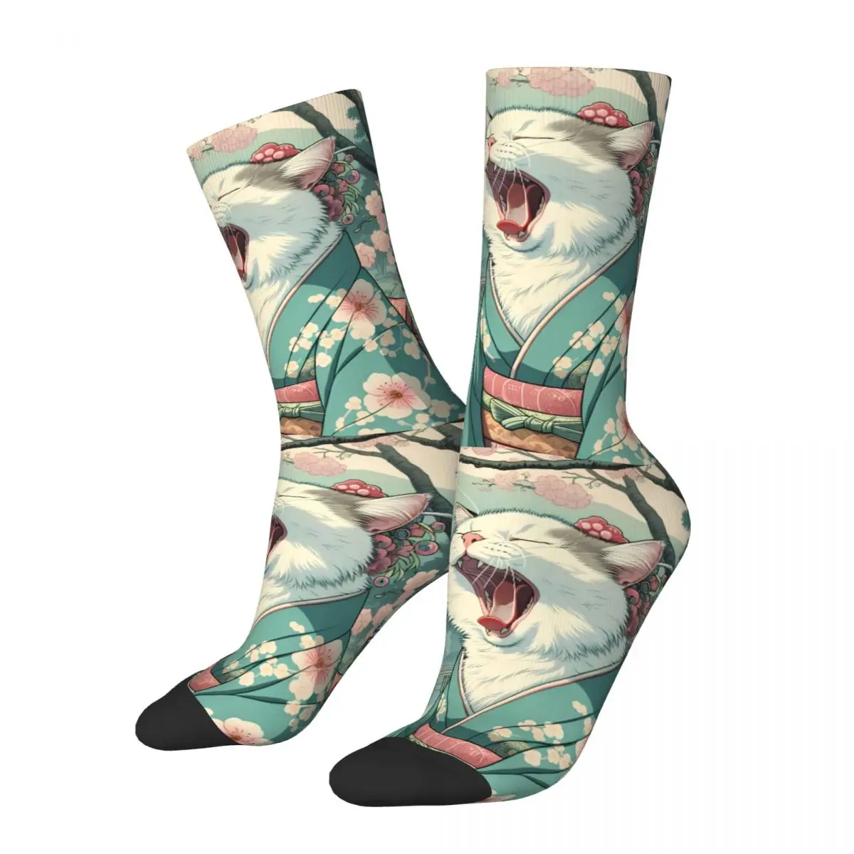 Sleepy Cat In A Kimono Sock Printed Man Polyester