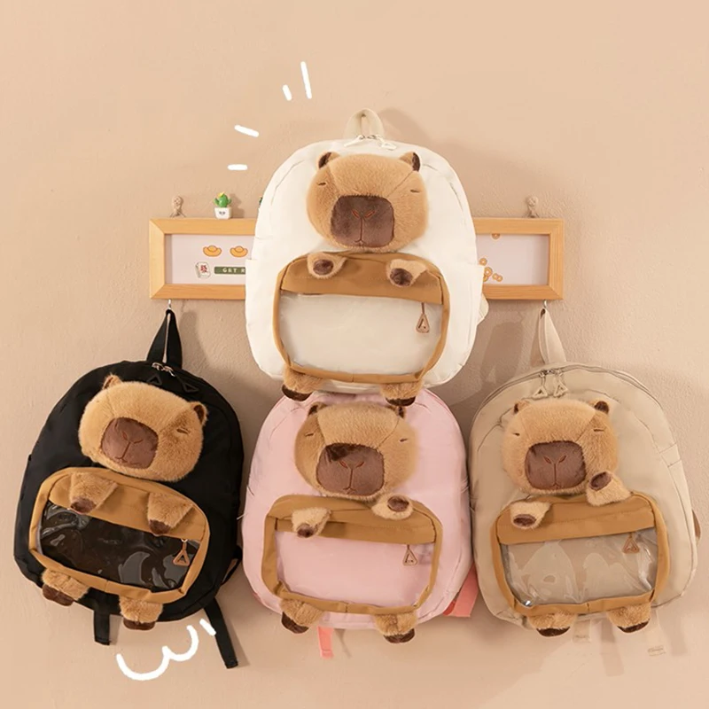 

Рюкзак Kawai Capybara для девочек, большой вместимости, с забавным мультяшным дизайном, мягкий, универсальный, для студентов