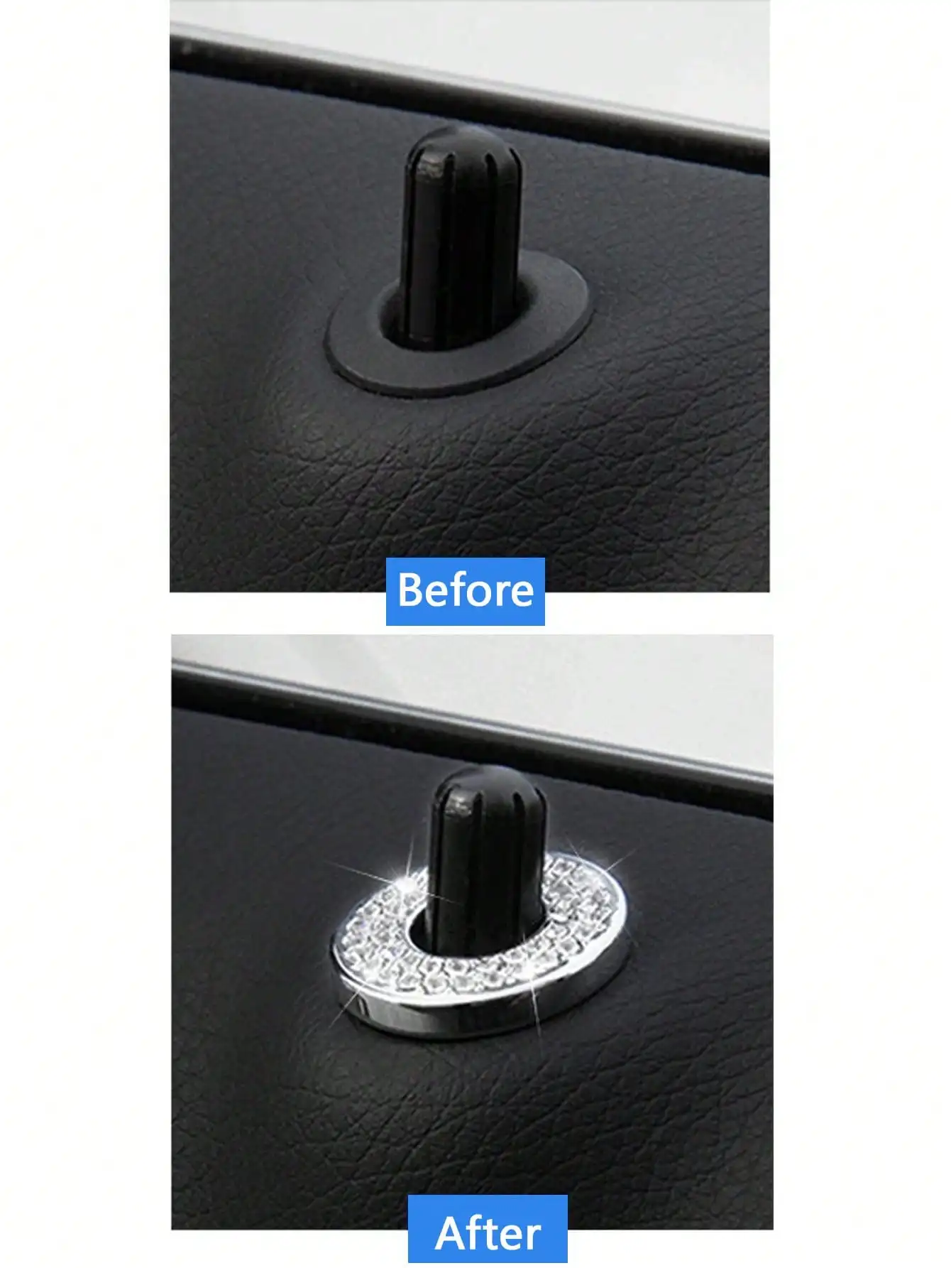 4-Piece Set of White Car Interior Door Lock Cover Ring Decorative Accessories Suitable for Mercedes-Benz E-Class, A-Class, B-Class, C-Class, C200L, Glc260, C260L