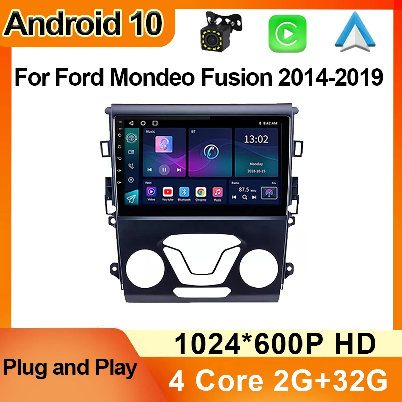 Android 10 Auto Carplay For Ford Fusion Mondeo 5 2014 - 2019 Car Radio Multimedia Video DVD Player GPS Stereo HD Touch Screen