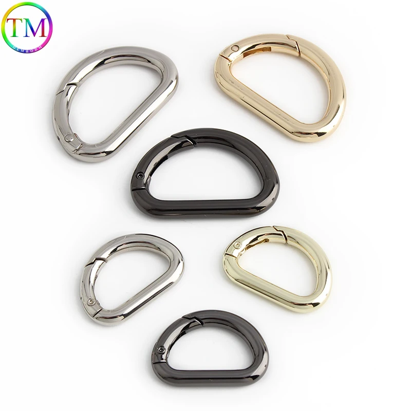 Metal D Ring Spring Ring Clasps Buckle Openable Carabiner For Handbags Strap Belt Dog Chain Purse Connector Hardware Accessories