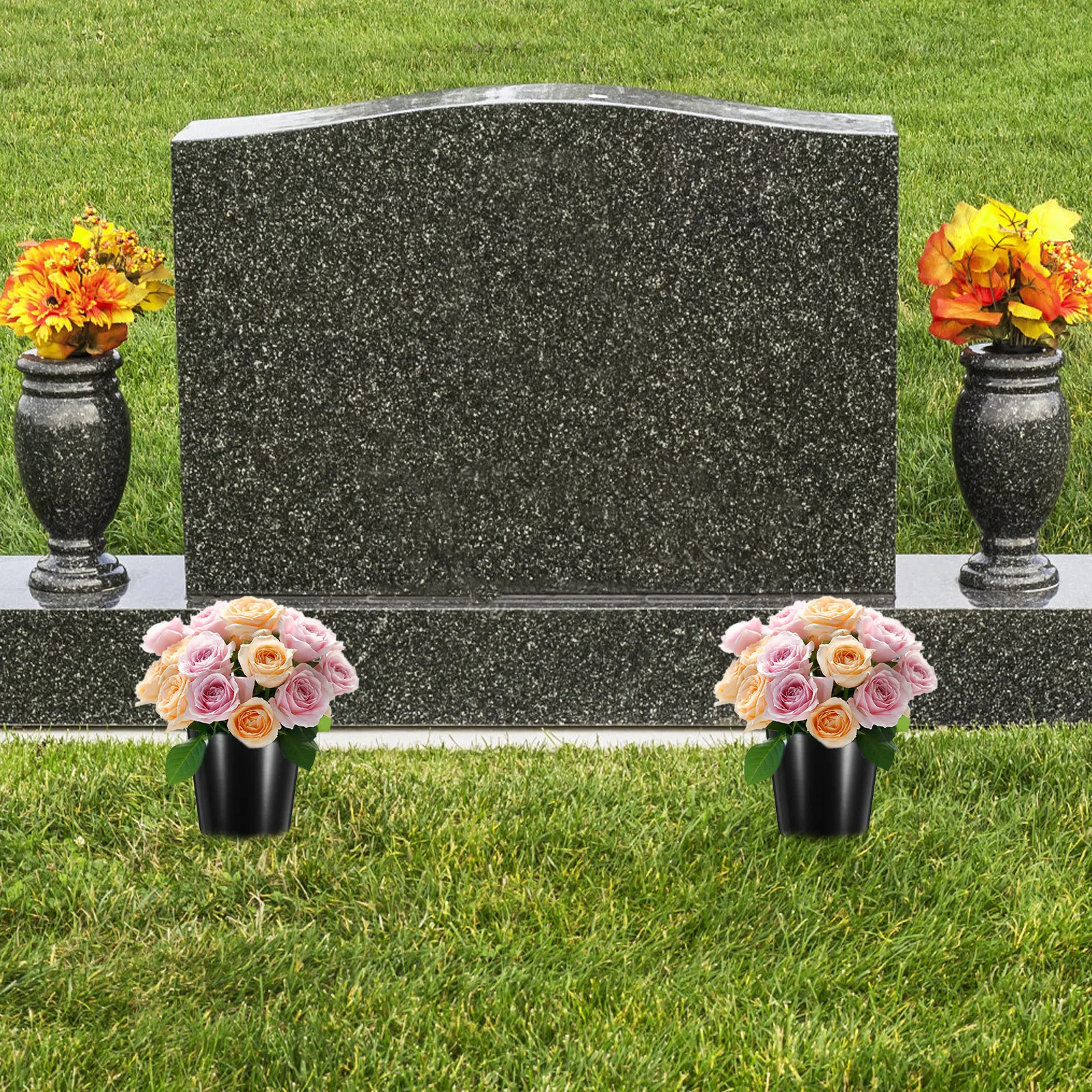 

4Pcs Memorial Floral Vases Cemetery Lotus Design Grave Flower Holder 16 Holes Plastic Pots for Grave Decoration