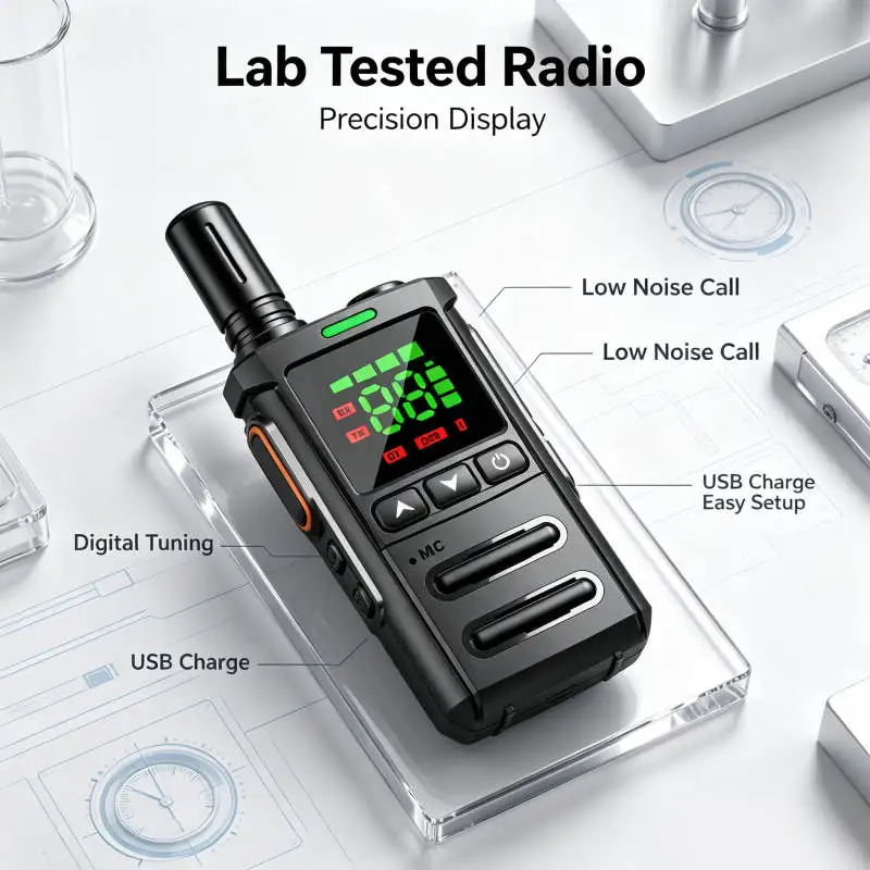 Mini Walkie Talkies Long Range LCD Screen Two Way Radio CTCSS DCS 16CH Rechargeable Handheld for Adults Camping Hiking Hunting