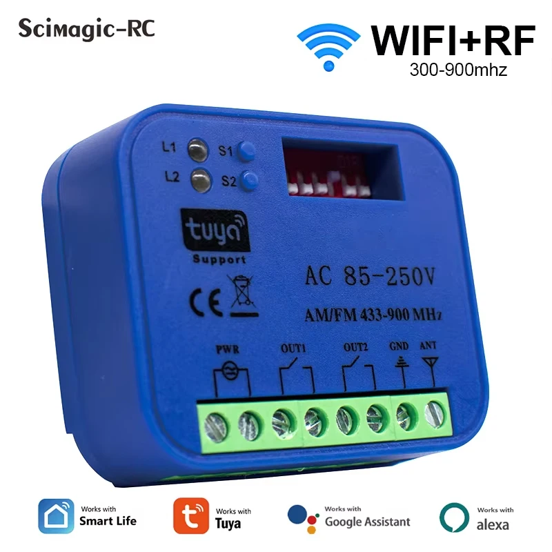 Smart Tuya Receptor Rx Multi 300-900mhz Universal Gate Garage Automation Remote Control Receiver Momentary Relay Module SMG-8122