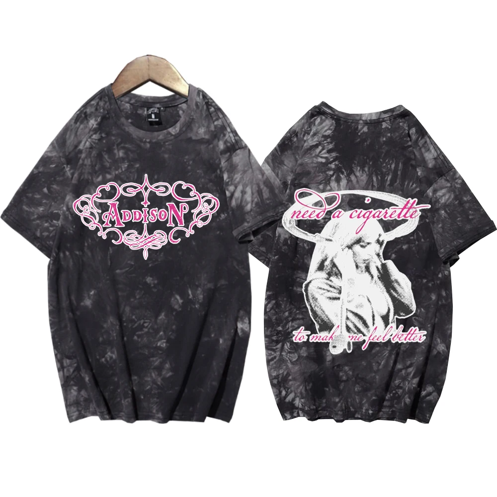 

Рубашки Addison Rae Tie Dye 2025, футболка унисекс с круглым вырезом и короткими рукавами, подарок для фанатов