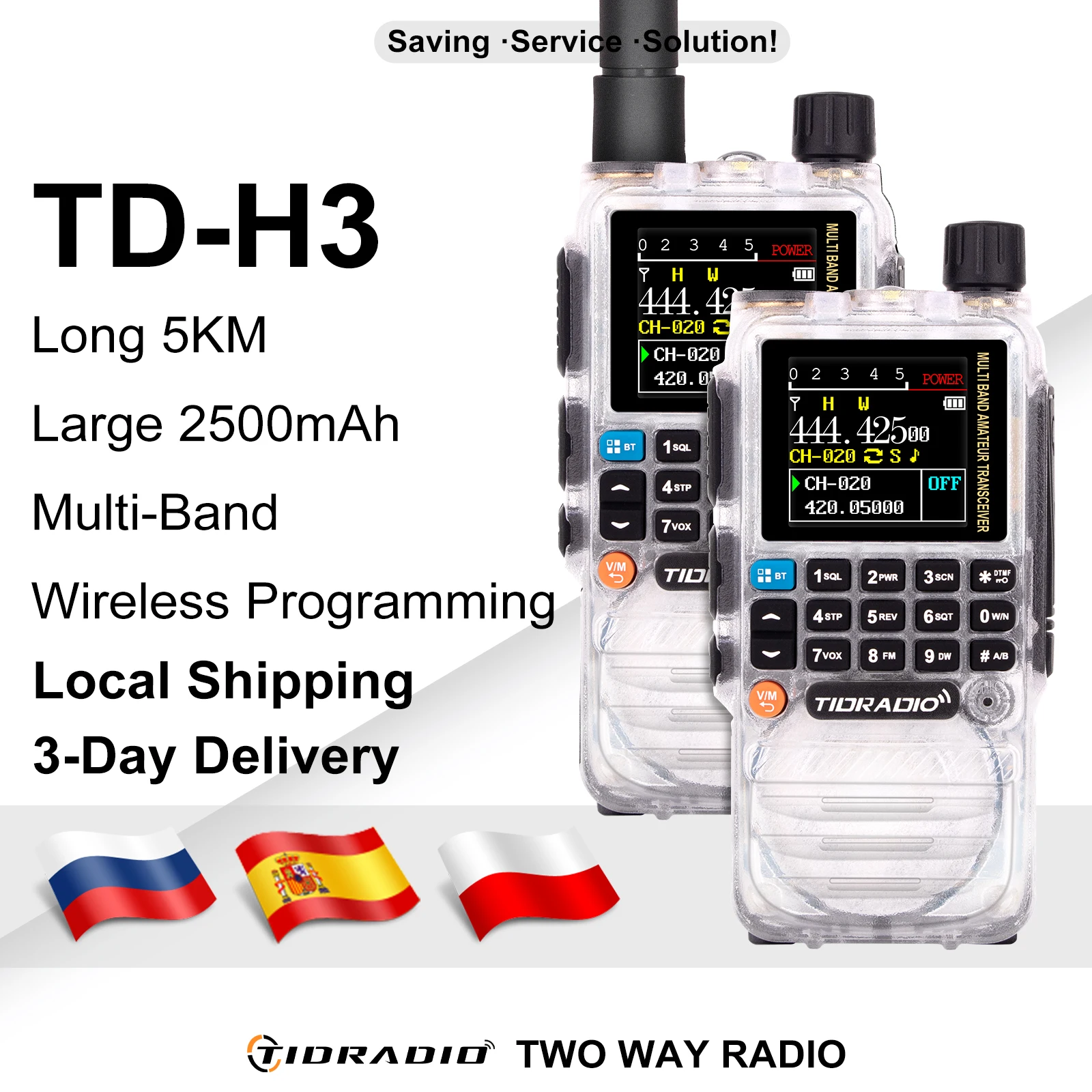 TIDRADIO H3 長距離トランシーバー充電式ワイヤレスプログラミングエア