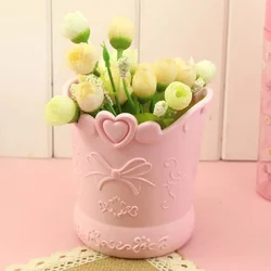 Cute Bow Pen Holder Candy Color Kawaii Pink Pencil Organizer Box Stand Container Office School Supplies Kitchen Jars