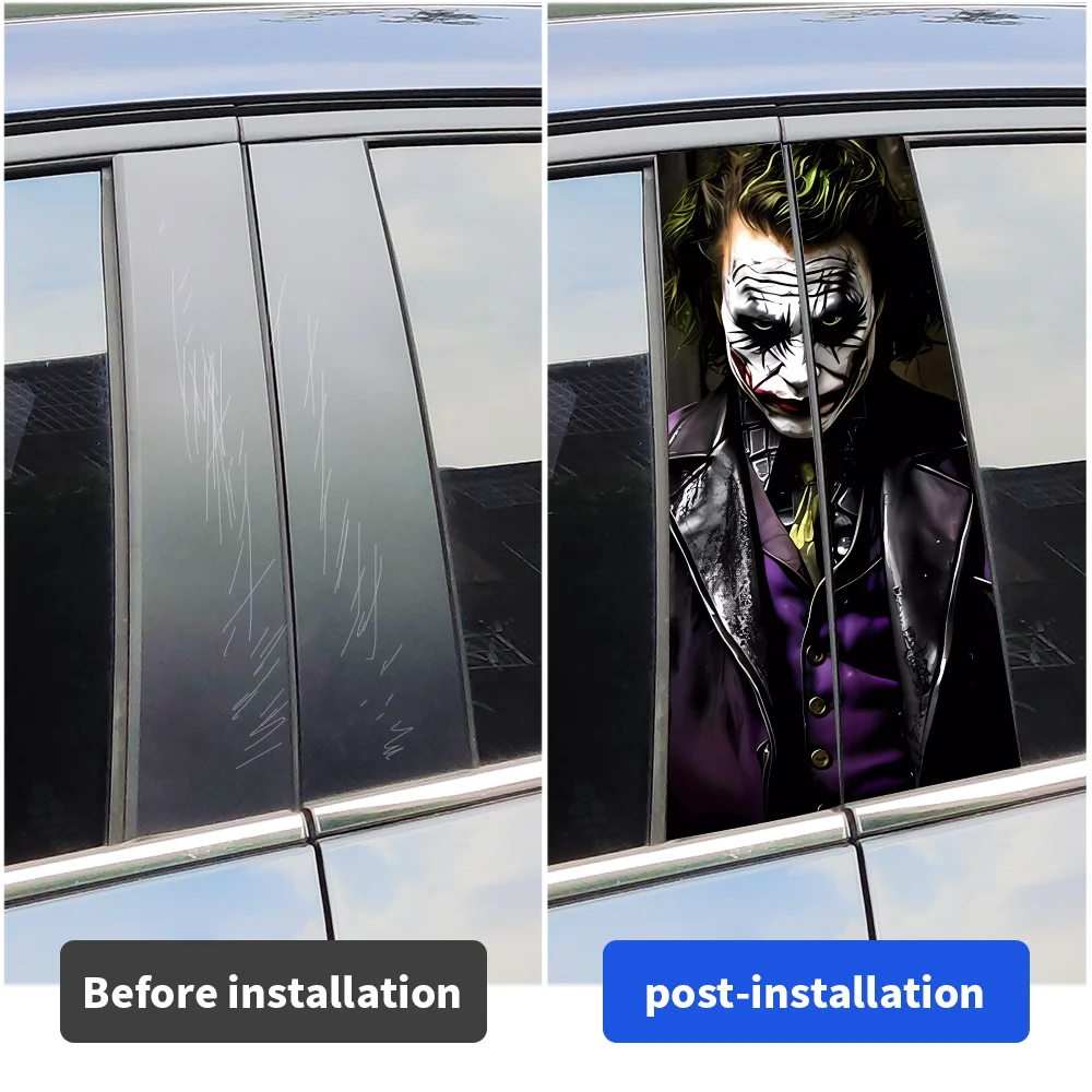 Joker Car Stickers Waterproof Auto B Pillar Decor Cover Scratches Durable Car Door Pillar Vinyl Decals Vehicle Decor Accessories