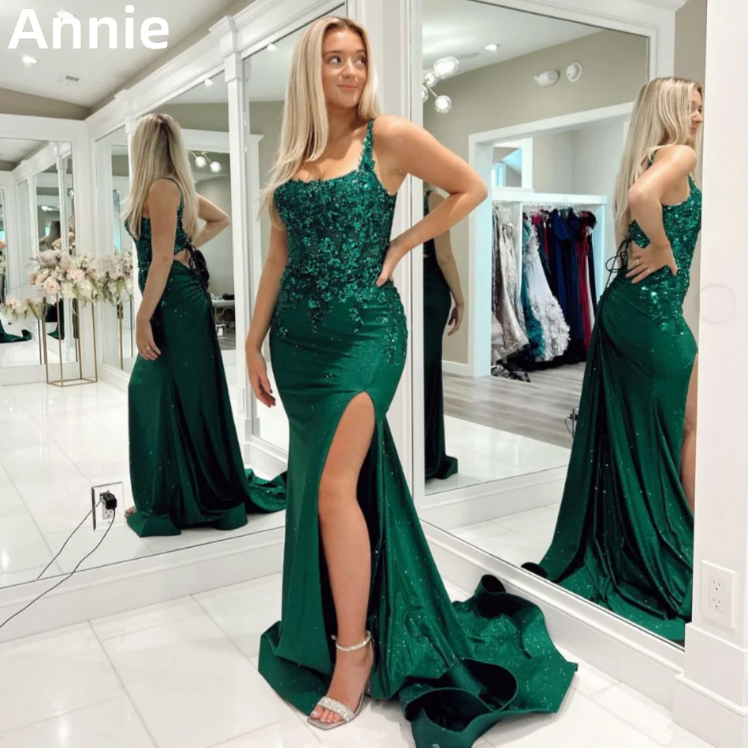 

Annie Embroidery Green Prom Dresses Glitter Mermaid Graduation Prom Dress Corset Wedding Party Dresses 2024 vestidos de gala