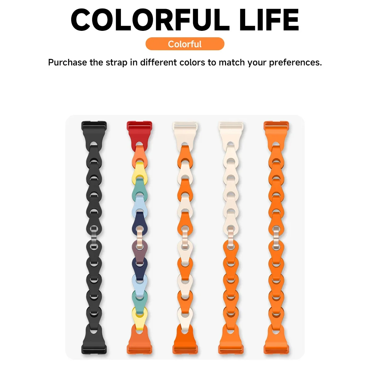 NEW Chain Silicone Band for Huawei Band 9 Women Fashion Sport Watchband for Huawei Band 8 Colorful Girls Ultra-narrow Strap