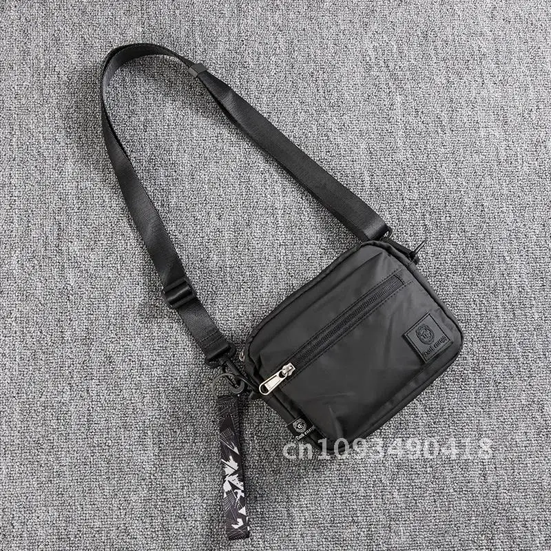 Japanese Solid Color Zipper Men Nylon Waterproof Shoulder Causal Bag Urban Style Sports Square Bag Crossbody Travel