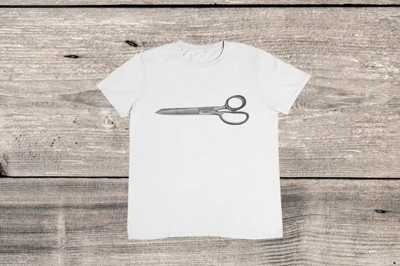 Vintage Scissors T shirt / Tailor Scissors / Tailor Gift / Scissor Drawing / Black And White Drawing / Retro Scissors