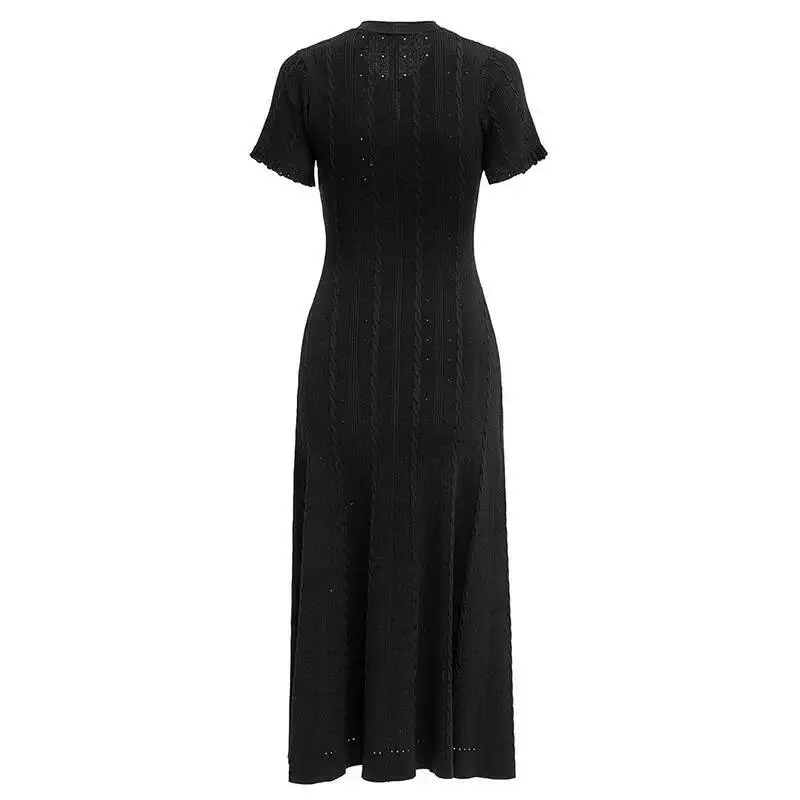 2025 New Women Jersey Dress Elegant O-Neck Bodycon Knitted Cotton Dresses