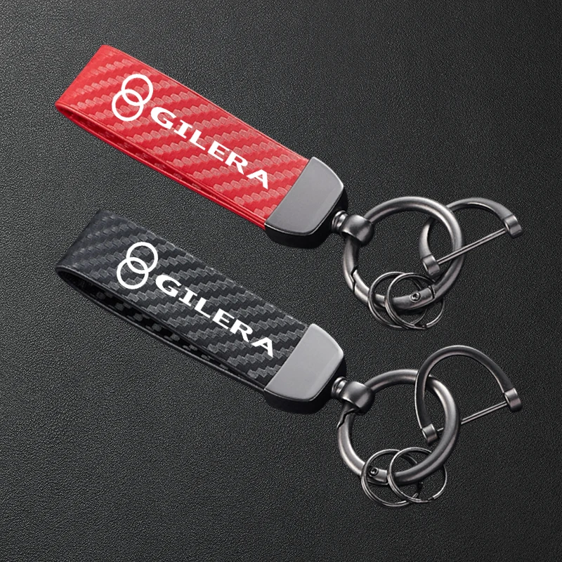 For Gilera GP800 Fuoco Nexus 500 Runner 50 125 200 Accessories Carbon Fiber Textured Leather Keychain Motorcycle Keyring
