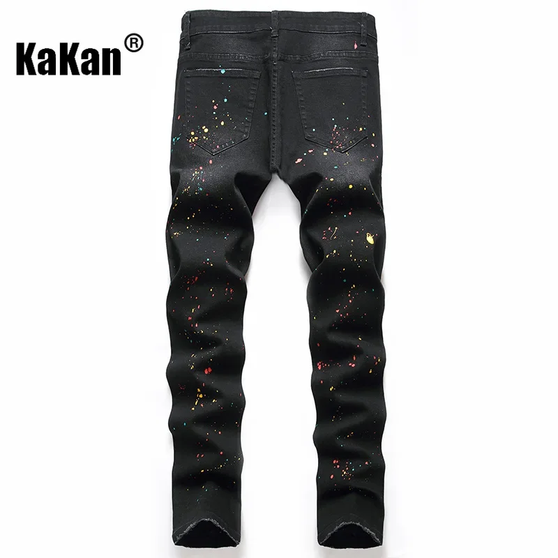 Kakan - European and American New Slim Fit Distressed Jeans for Men, Elastic Black Pants for Men, Personalized Jeans K36-B03
