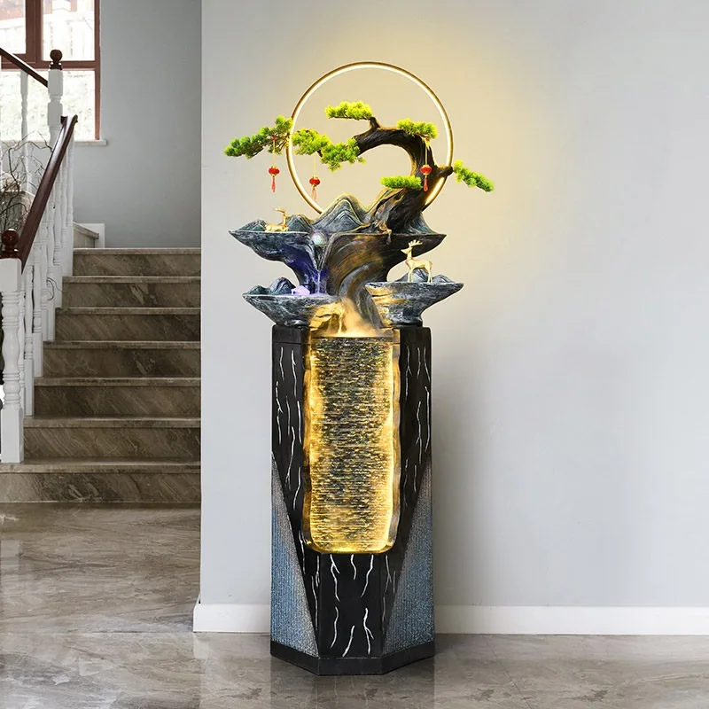 New Chinese Style Water Fountain Floor Standing Large Decor Ornament Office Landscape Lounge Gift Opening