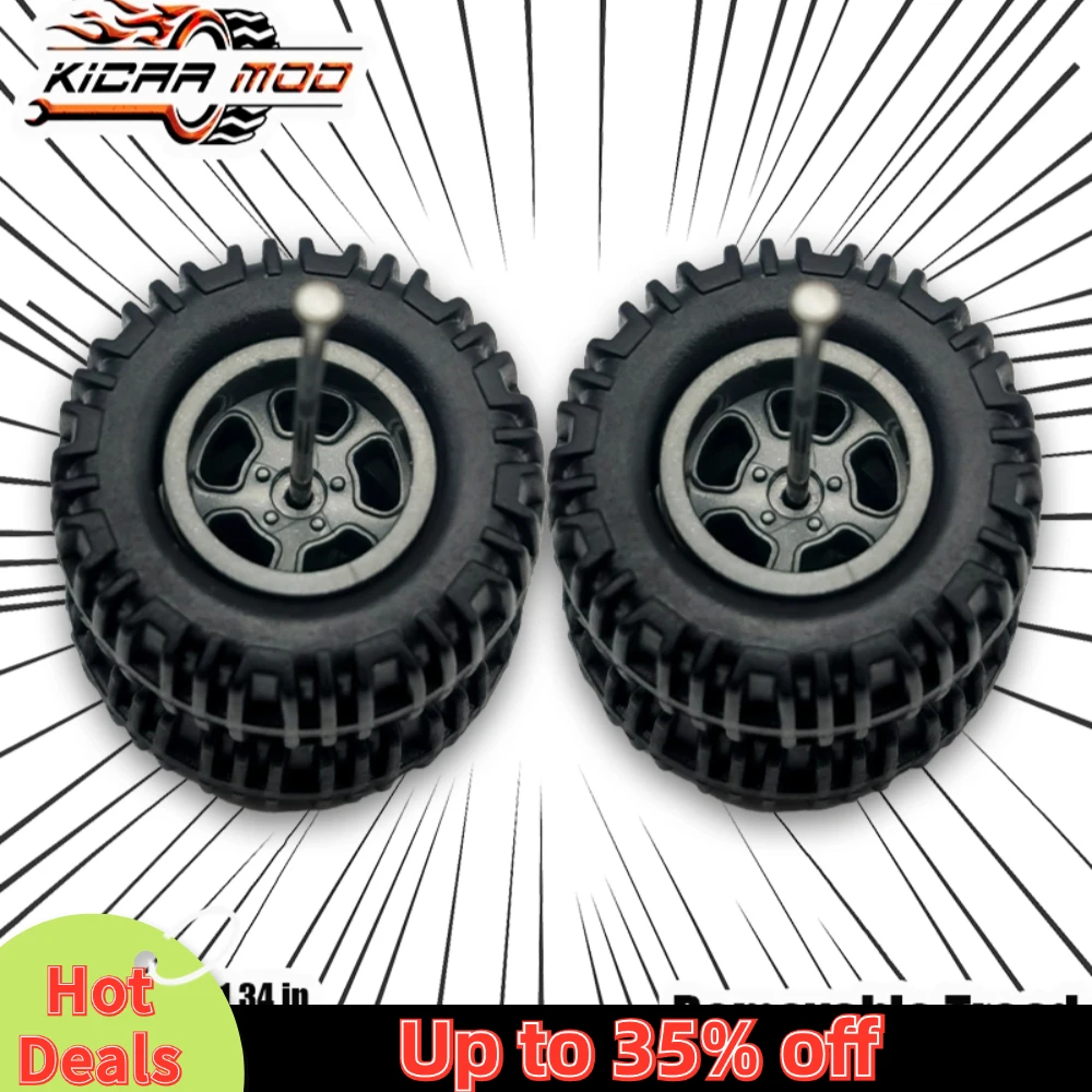 1/64 Model Car Wheels with Rubber All Terrain Tires Five Spoke 2 Refitting Parts for Off-road Vehicle HotWheels Large Size 1 Set